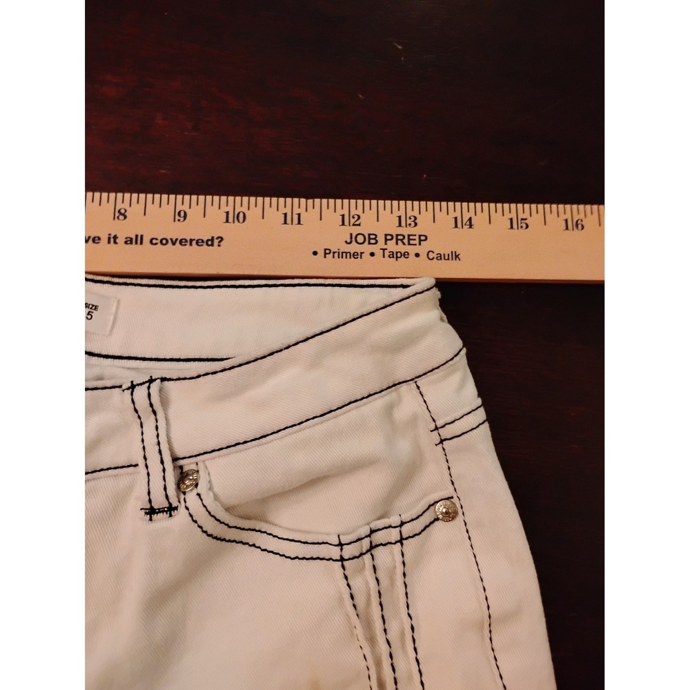 Almost Famous White High Rise Skinny Jeans Black Contrast Stitch Size 5 - Picture 5 of 7